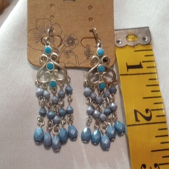 Elegant Teal Chandelier Earrings - Picture 5 of 7